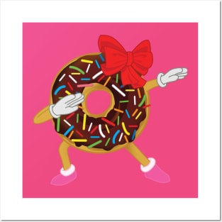 Funny Dabbing Girl Birthday Gift Chocolate Sprinkles Donut Posters and Art